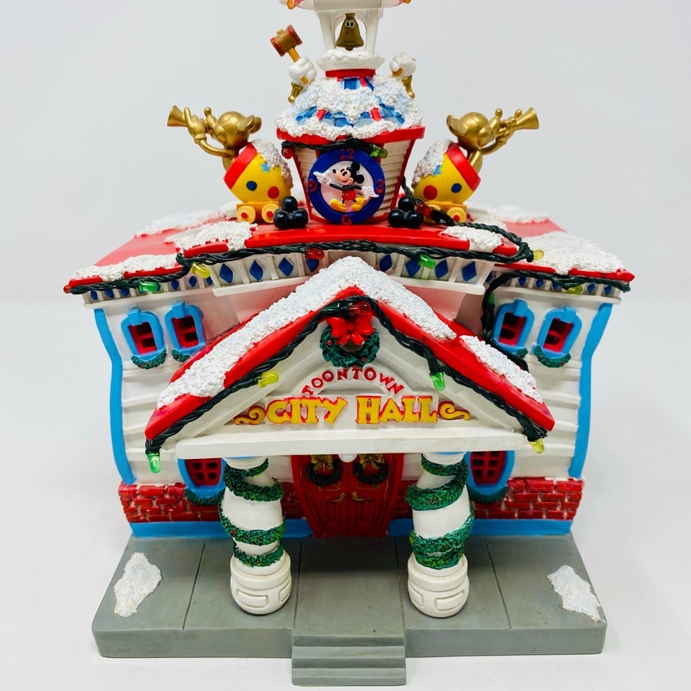 Vintage Disney Holiday Toontown City Hall Christmas Village Porcelain House - Picture 2 of 10